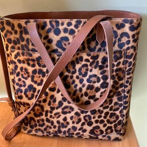 Madewell Leopard genuine calf hair medium transport tote